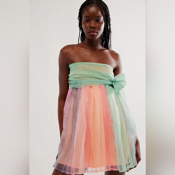 Free People In Rainbows mini dress L - Picture 3 of 13